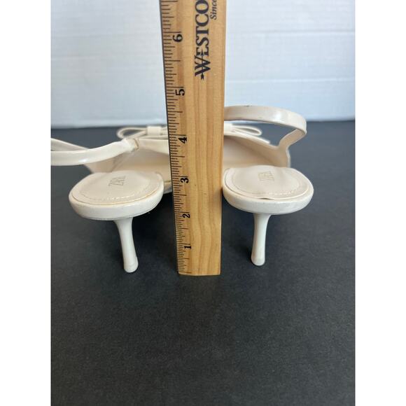 NWOT ZARA Cream Pointed Toe SlipOn Slingback Front Bow High Heel Pump Shoe Sz 10 - Picture 9 of 12